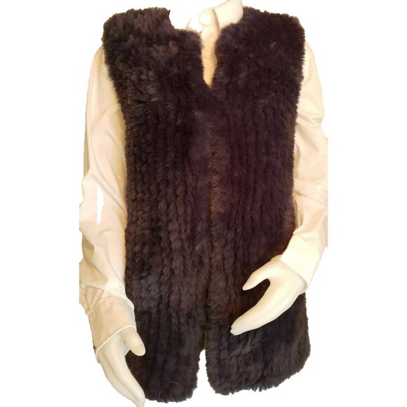 Love Token Faux Fur Vest Womens S Indigo Blue Sleeveless Jacket Groovy Long Wrap - Picture 5 of 11